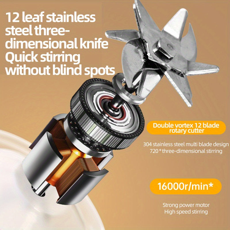 USB-Powered Compact Juicer & Food Processor - Dual-Speed, Fast Blending & Juicing, Overload Protection, Portable for Home, Travel, Office