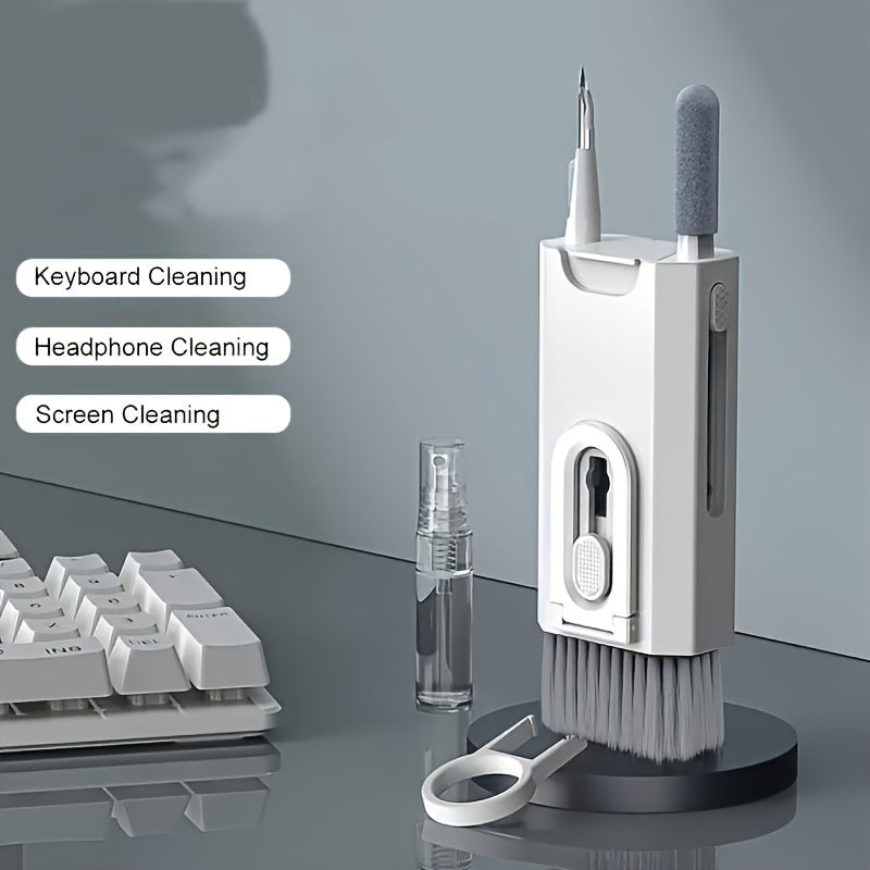 8-in-1 Multi-Functional Cleaning Kit: Keyboard Cleaning Brush, Earphone Cleaning Pen, iPad/Phone Cleaning Tool, Keycap Remover - ABS Material, Battery-Free