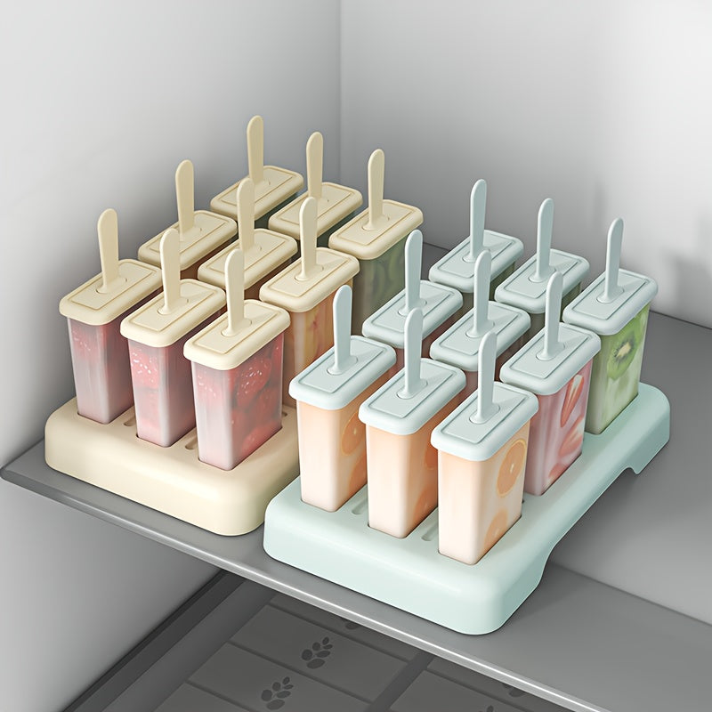 [BPA-Free Popsicle Mold] BPA-Free 9-Cavity Reusable Popsicle Mold | Non-Stick Easy Release Silicone Ice Cream Maker for Homemade Frozen Treats, 9 Uniform Popsicles with Ergonomic Handles, Perfect for Family Desserts & Summer Snacks, Kitchen Essentials, P